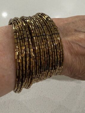 Multi-strand Glass Bead Flex Cuff Bracelet